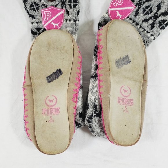 Victoria's Secret PINK Small 5 6 Nordic Sweater Slippers Mukluk Tall Sock Boots - Picture 3 of 3